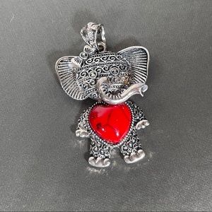 Tibetan Elephant Red Turquoise Animal necklace